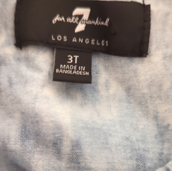 7 For All Mankind Girls Blue Short Sleeve Button-Down Shirt 3T Boho Cott… - Picture 6 of 9